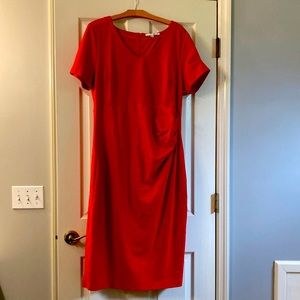 Boden stretch jersey short sleeve v neck sheath dress